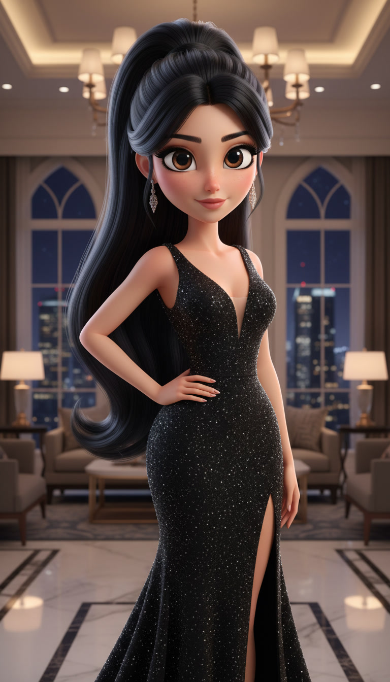 gemini-2.5-flash-image_artistic_portrait_photography_of_3D_cartoon_girl_pixar_style_long_black_ha...
