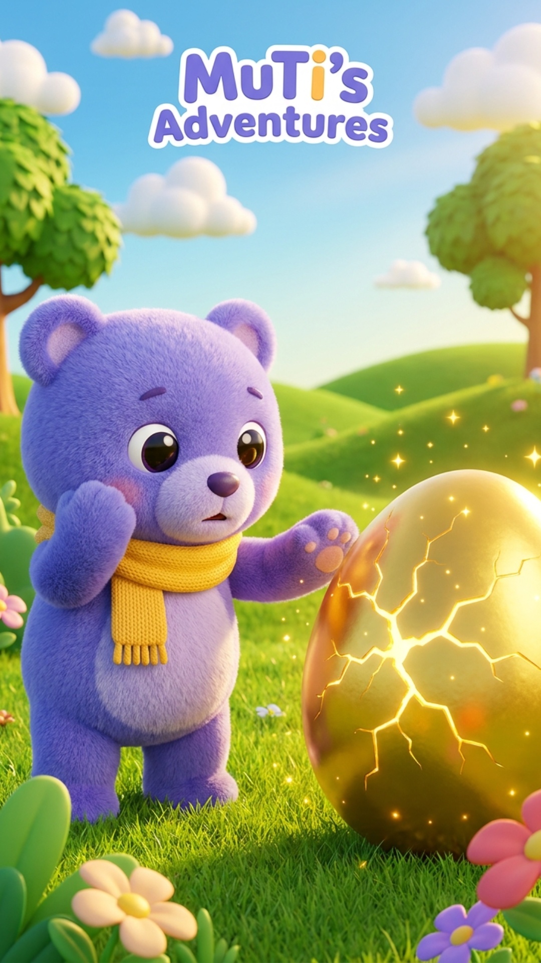 MuTi gently pulls his paw back as the golden egg starts wobbling and shaking with growing intensi...