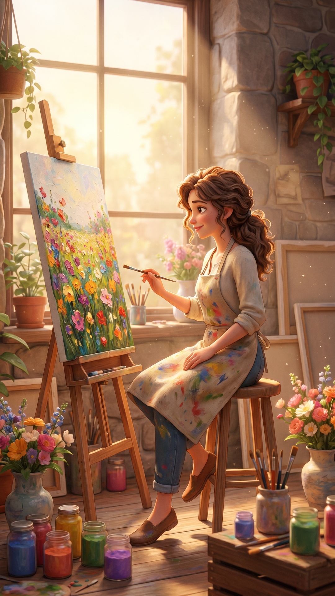 Stylized 3D painterly art style, cinematic warm lighting, 8K, smooth 24fps animation.

Start fram...