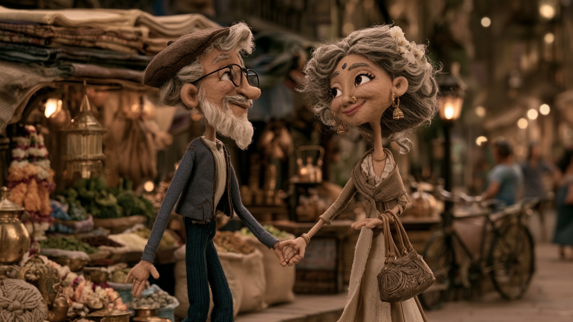 The couple continues forward with one very small slow synchronized step, keeping their joined han...