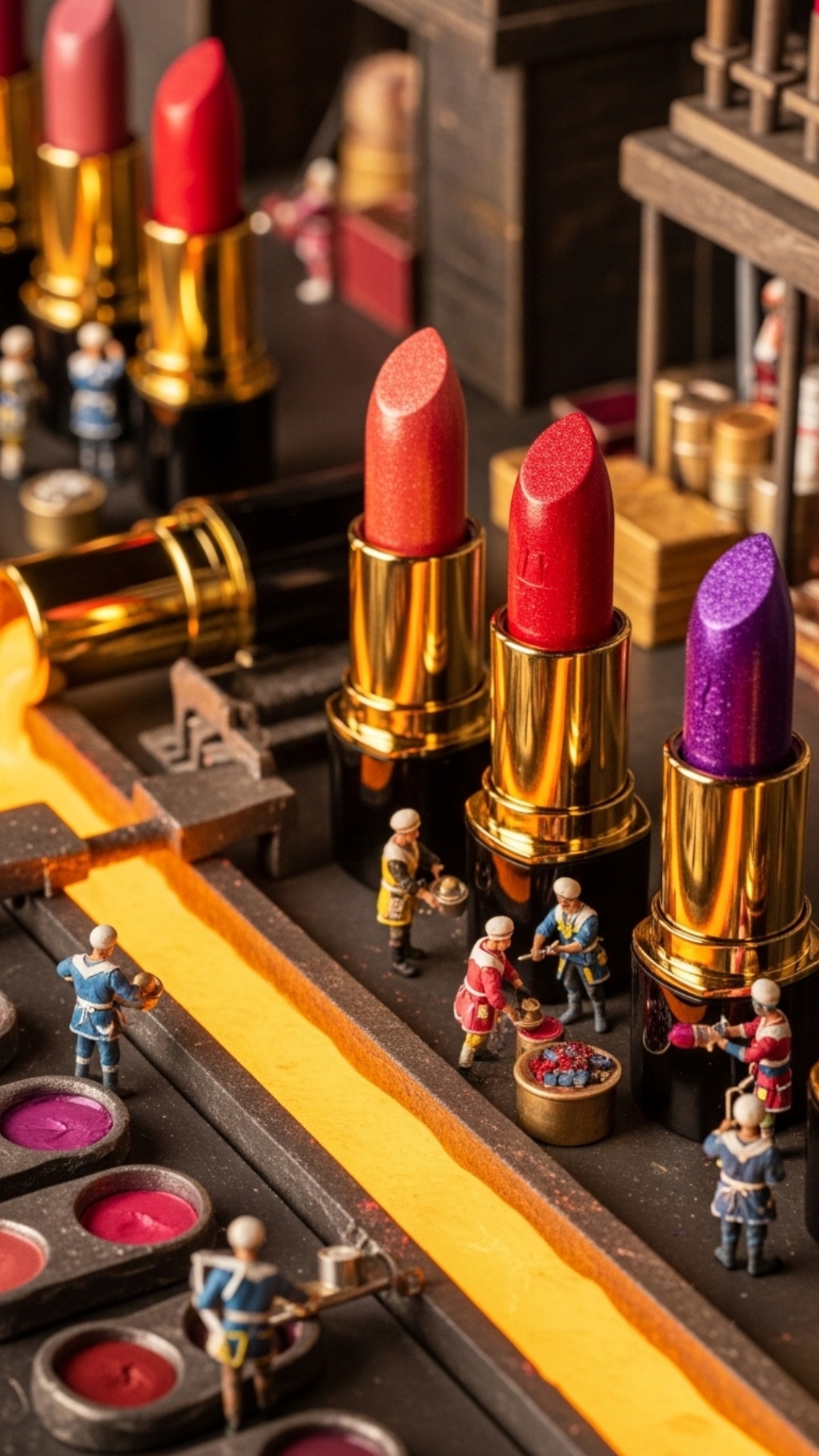The Lipstick Factory: Miniature Artists Sculpting Beauty" (Beauty, Fantasy Worlds)
Main Action: ...