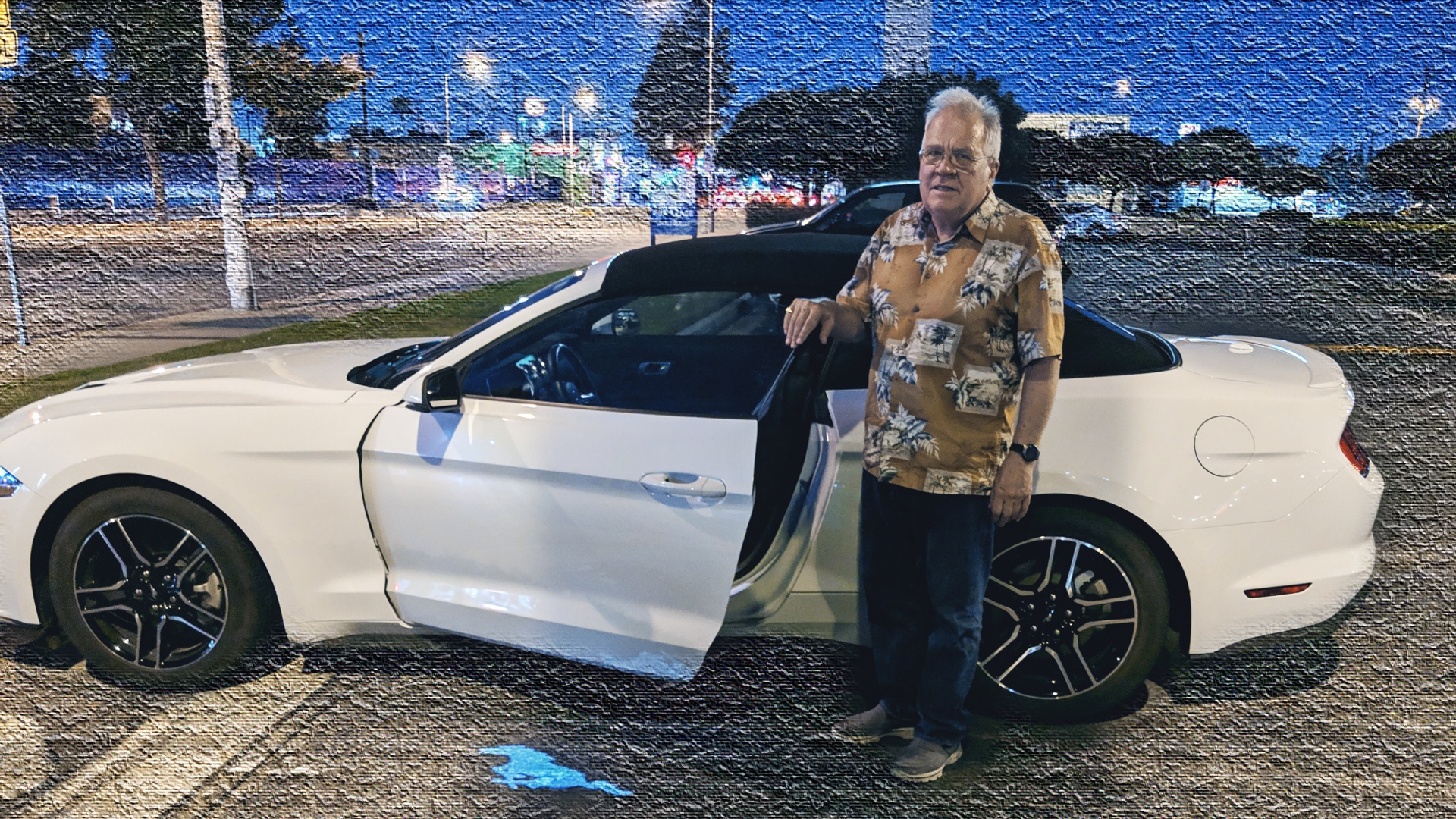 Subject: Person  
Context: Sitting in a Mustang car, ready to drive  
Action: The person is prepa...
