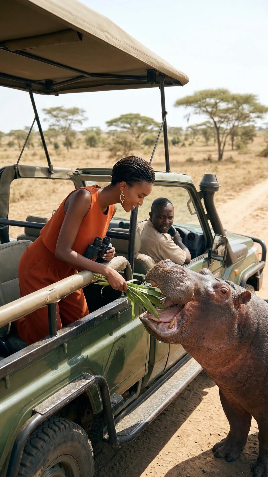 she feeds a hippo, then evening comes