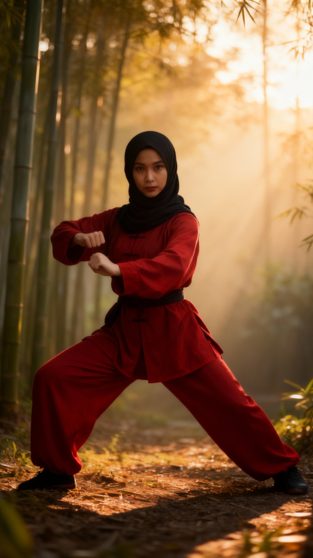 {
  "input": {
    "image": "uploaded_image.jpg",
    "prompt": "A hijabi martial artist in a red...