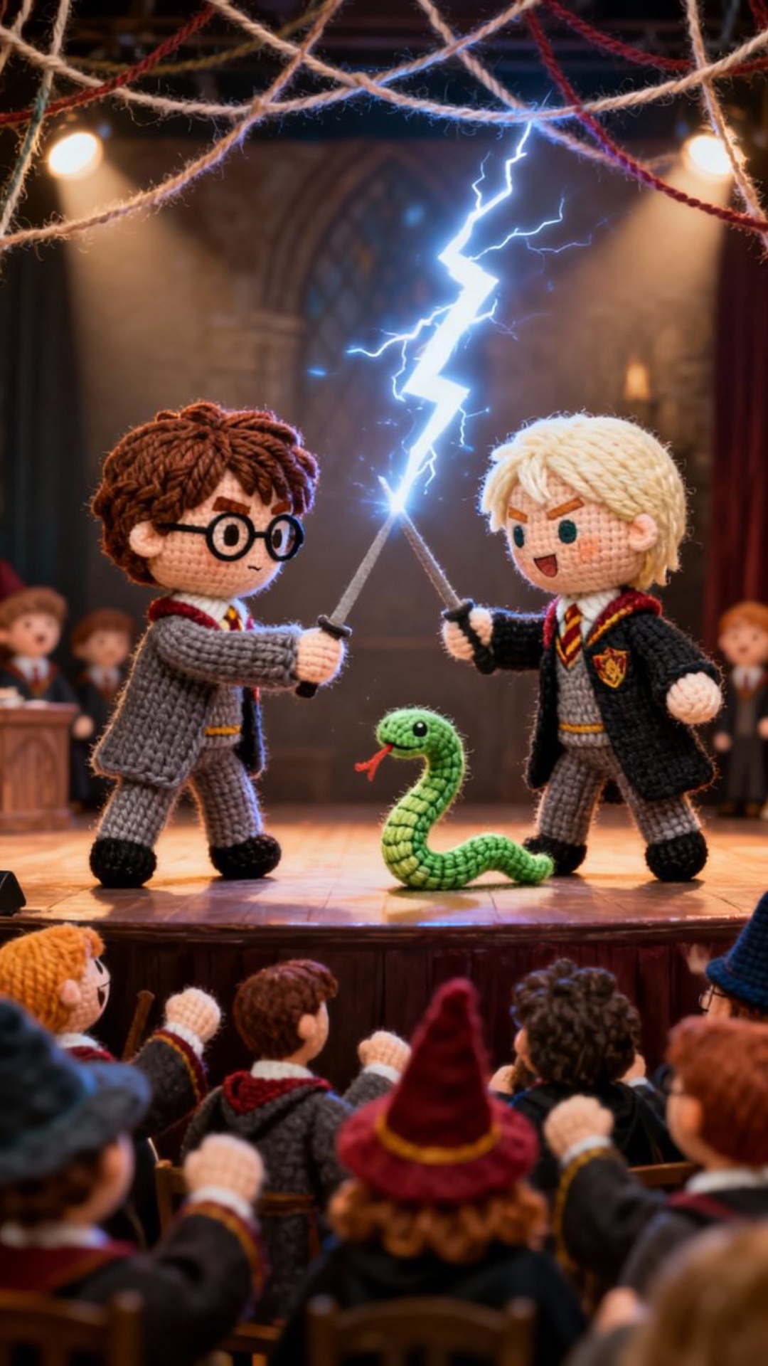 the picture comes to life, the characters are fighting