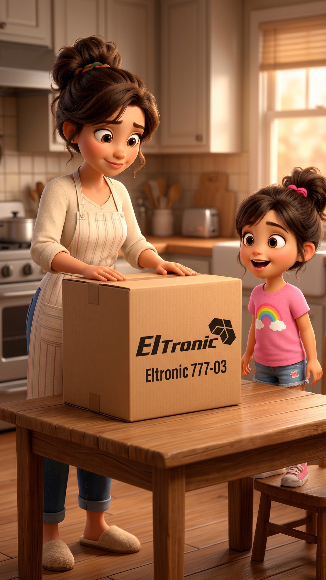 The mother looks at her daughter.

Then slowly turns toward the Eltronic 777-03 box on the tabl...
