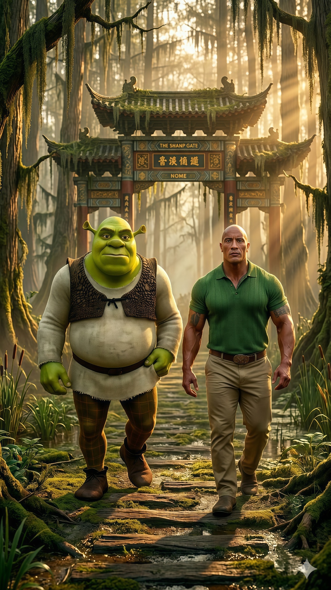 Use the uploaded image as the exact visual reference.

The characters are already walking forward...