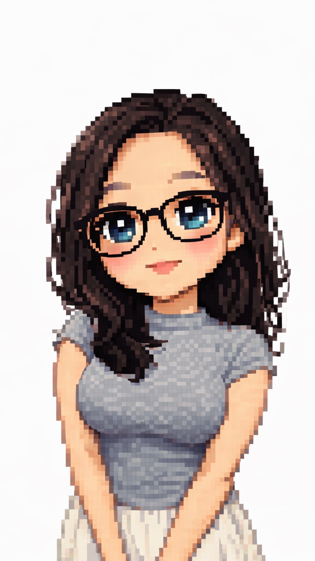 simple movement during breathing. Without movement of hands and mouth. Lo-fi pixel art style,  ta...