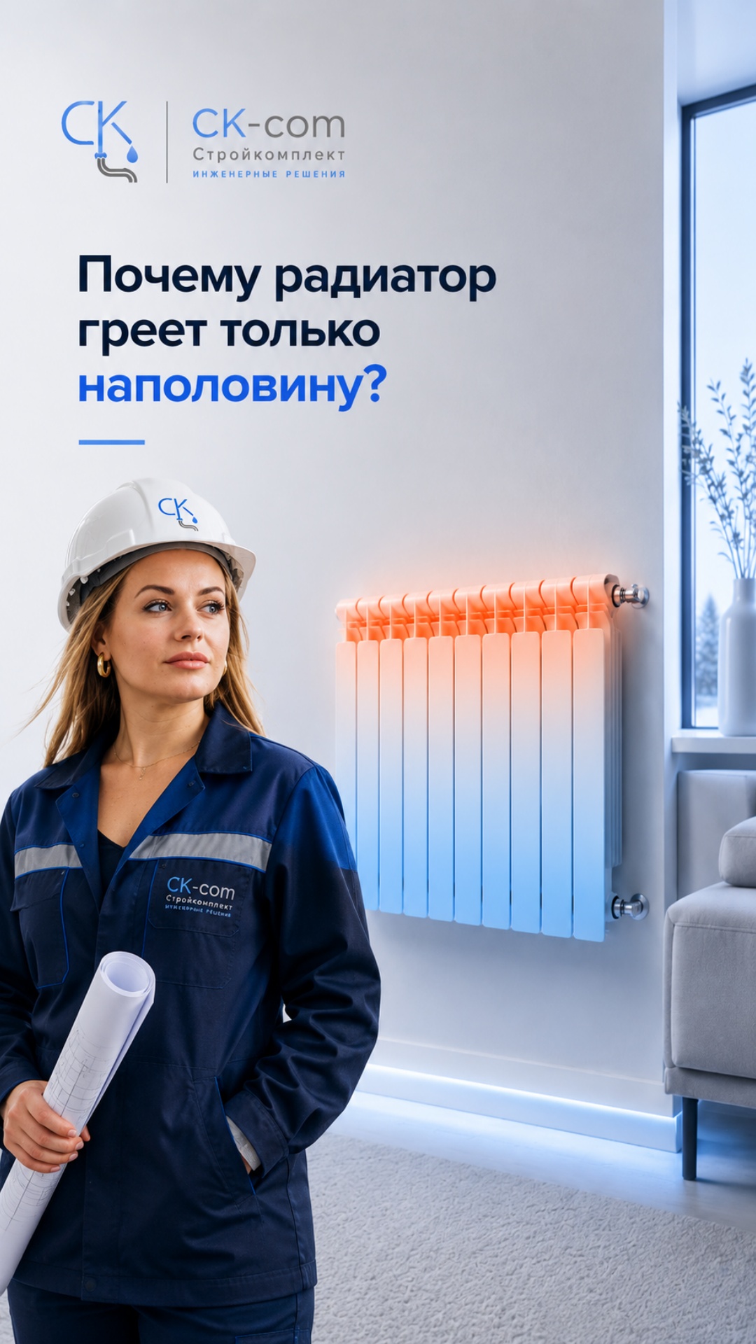 Сначала кадр как на референсе:
современный минималистичный интерьер в холодных бело-голубых оттен...