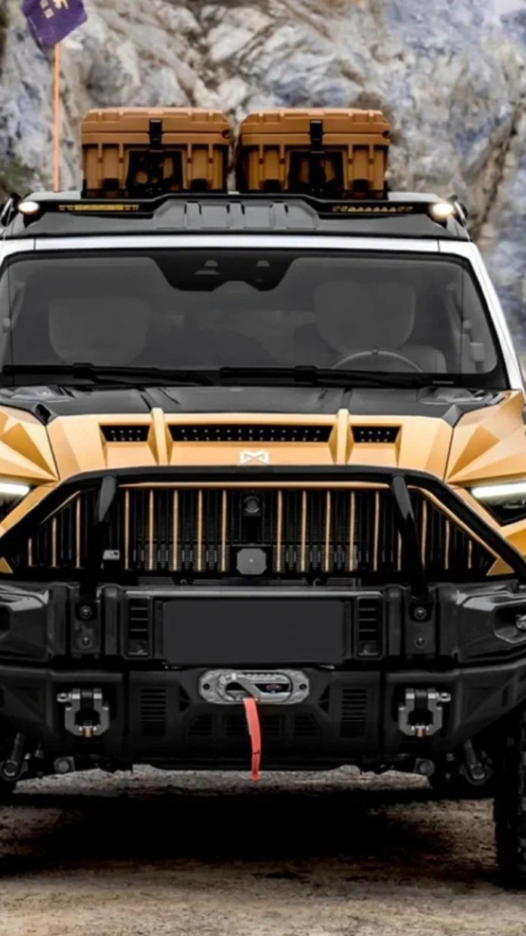 **Start with the full car in frame, then** aggressive, cinematic fast push-in from a very low ang...