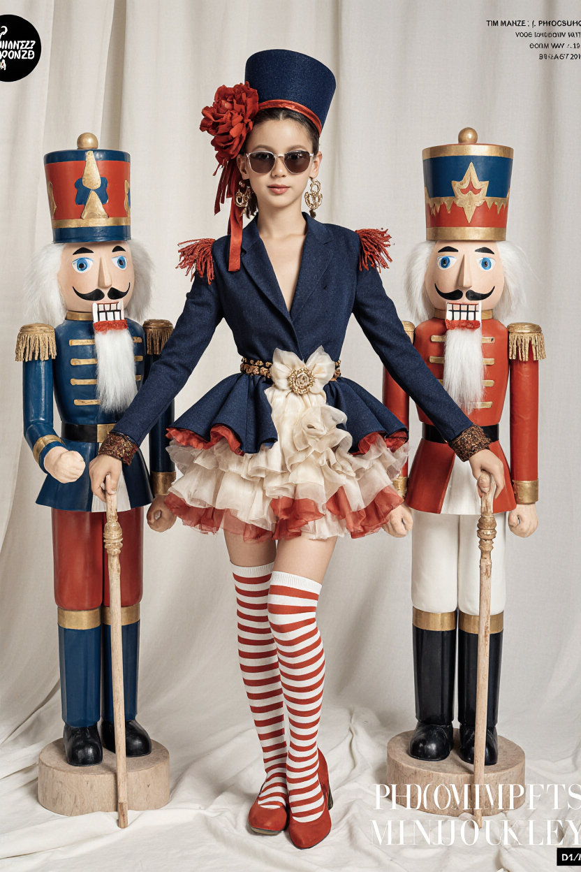 vogue_photoshoot_of_a_9-year-old_girl_posing_with_large_wooden_nutcracker_toy_soldiers_she_is_wea...