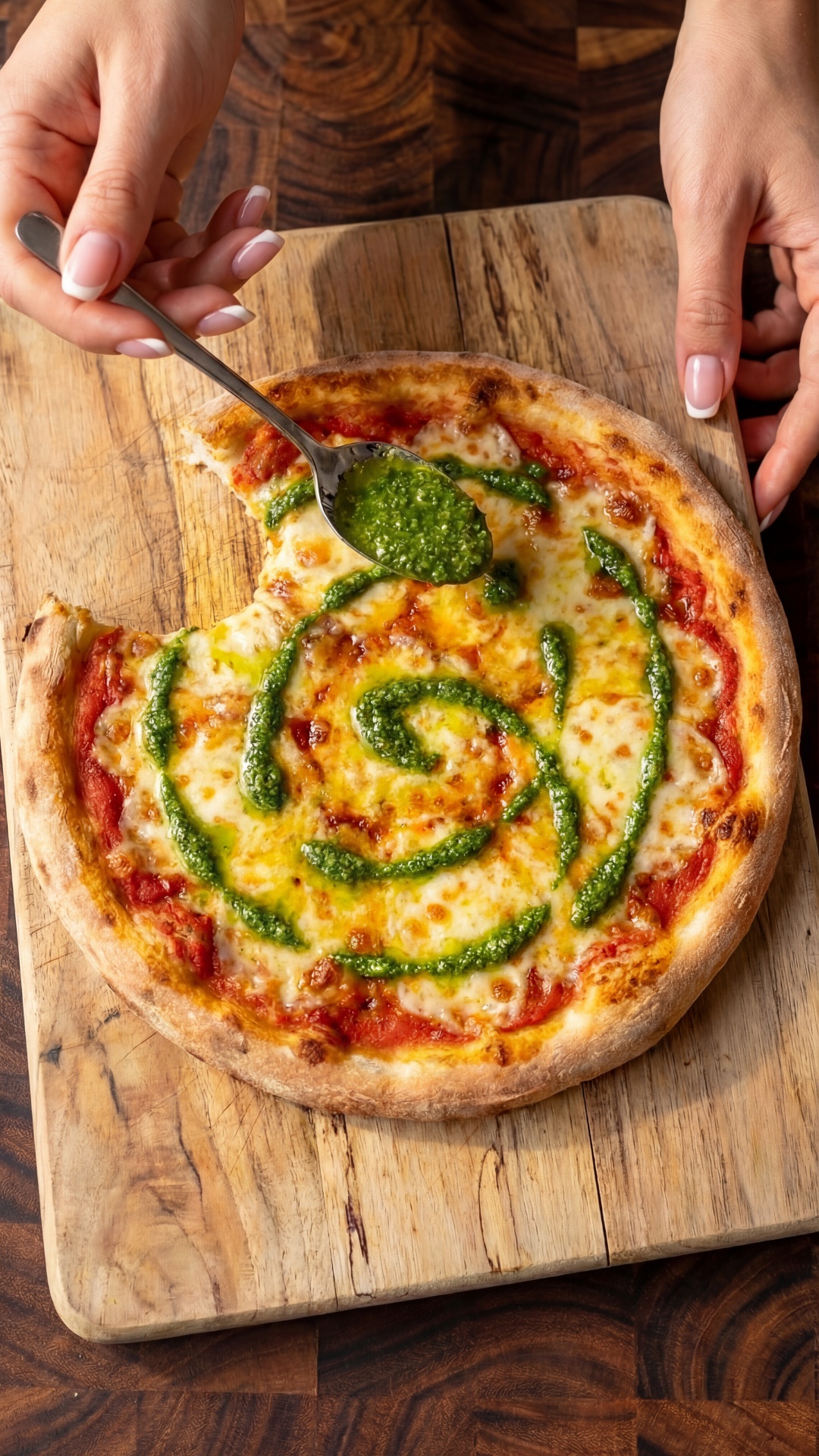 the pizza is eatening with invisible teeth and an empty plate is left, the sounds of biting and c...