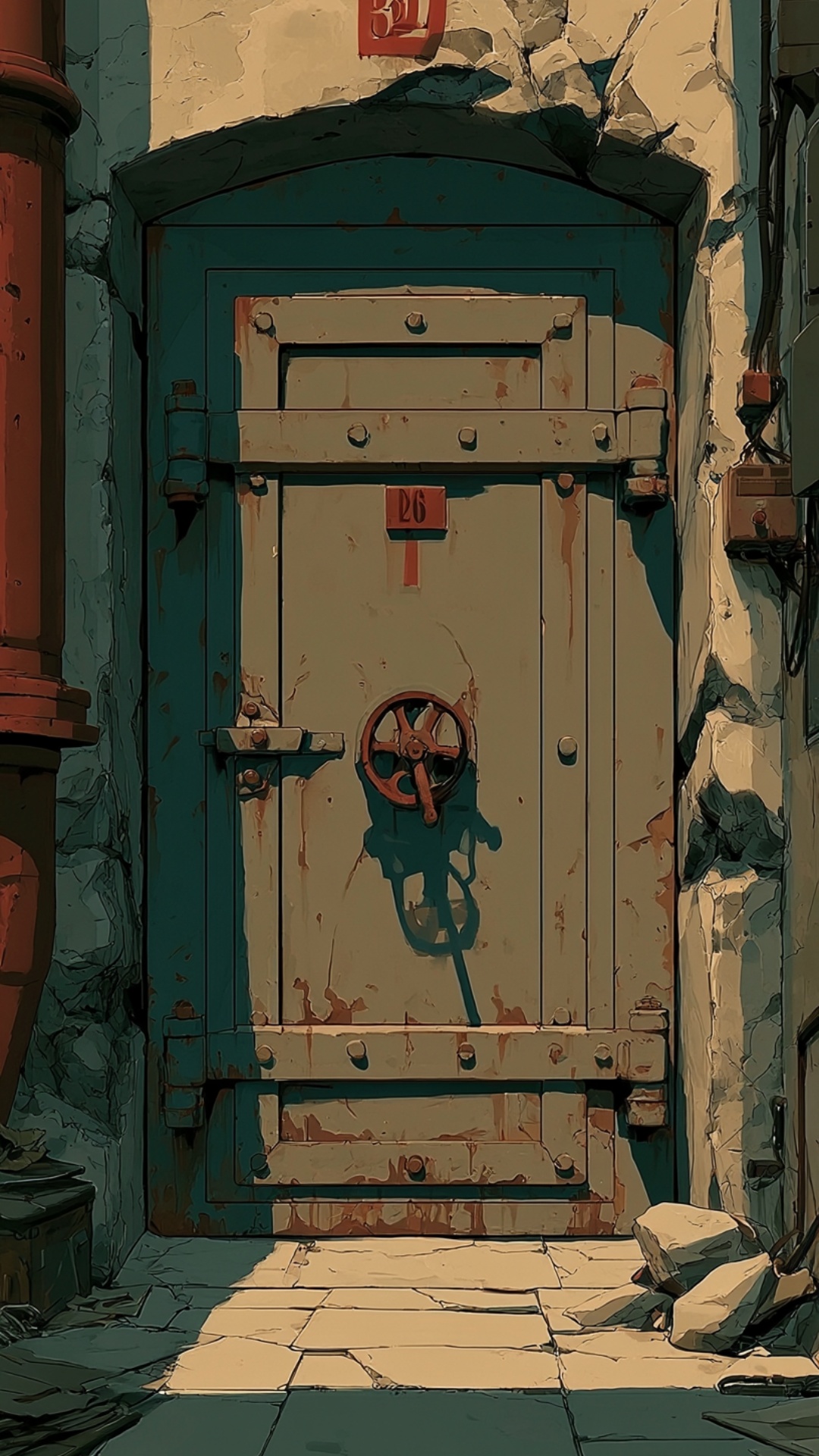 Camera slowly zooms in, shadows shifting.