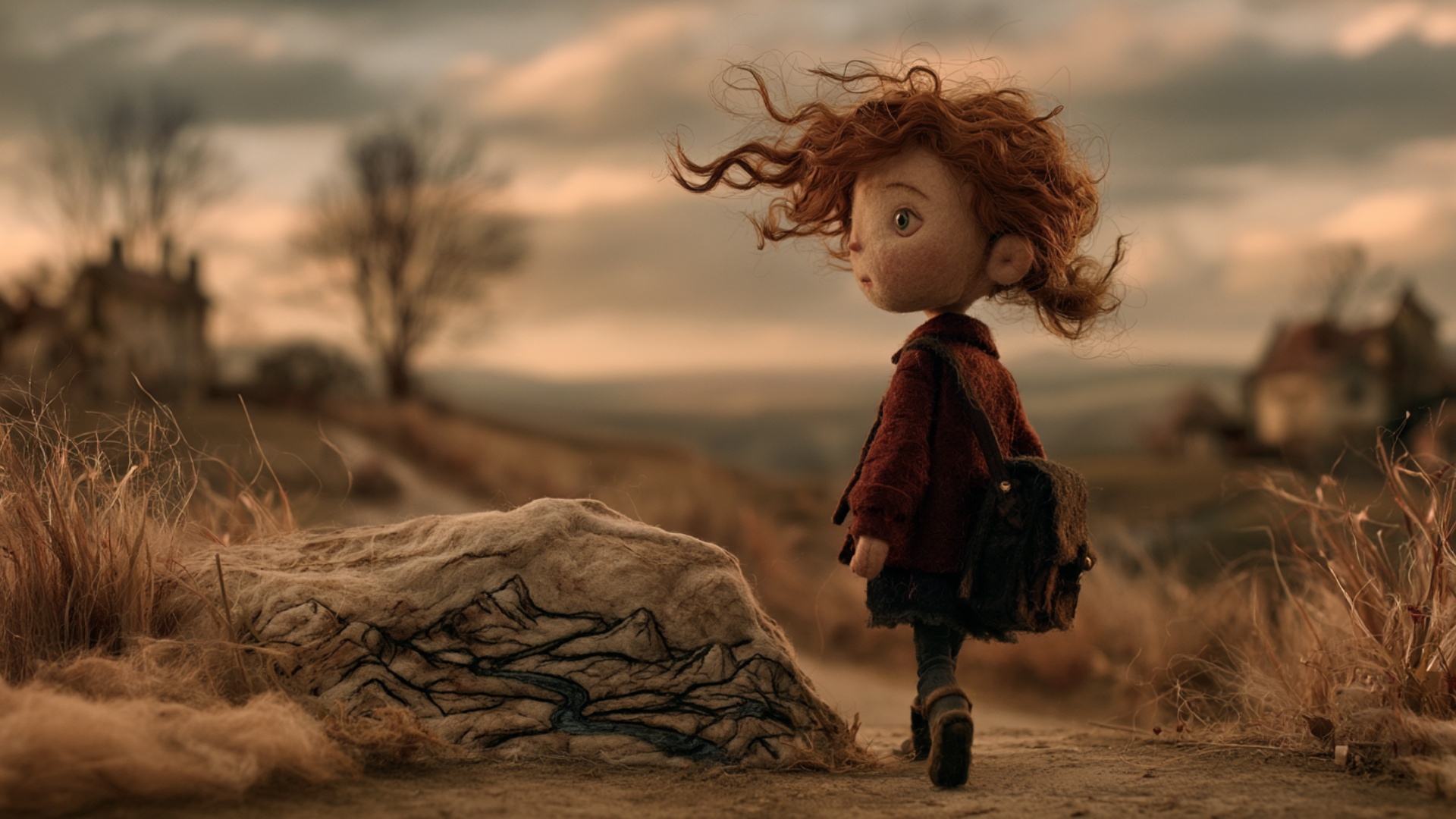 Begin exactly from the provided image. The girl continues walking forward along the path for two ...