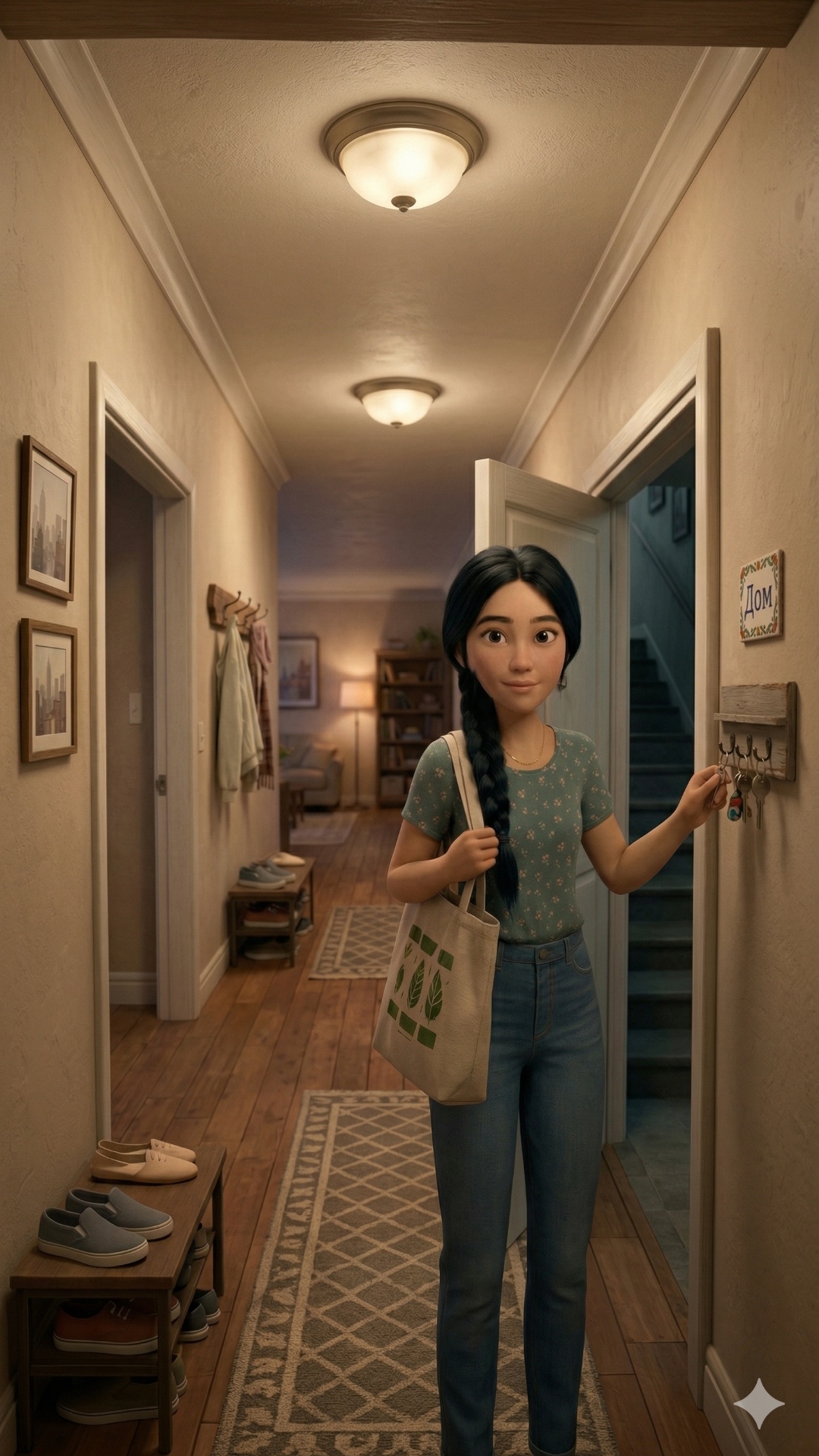Use the attached image as the main character reference. Create a vertical 9:16 scene in a stylize...
