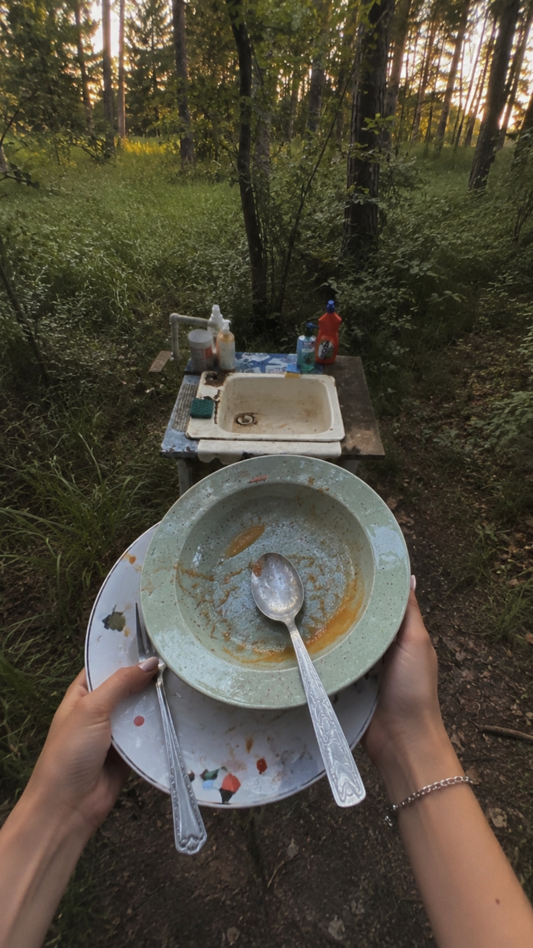 POV, first-person perspective. The camera is the character’s eyes. We are walking through a quiet...