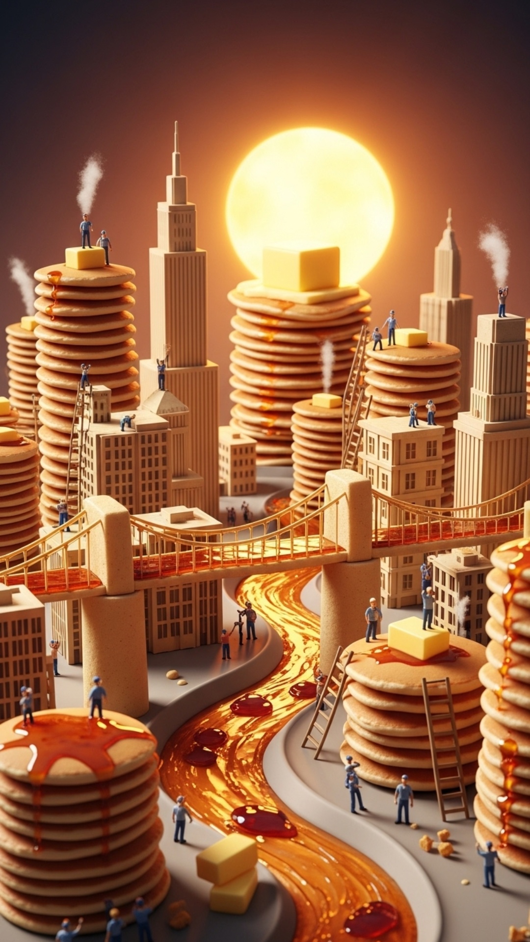 "Pancake City: A Mini Metropolis of Syrup and Fluff" (Food, Surreal Micro-Worlds)
Main Action: Ti...