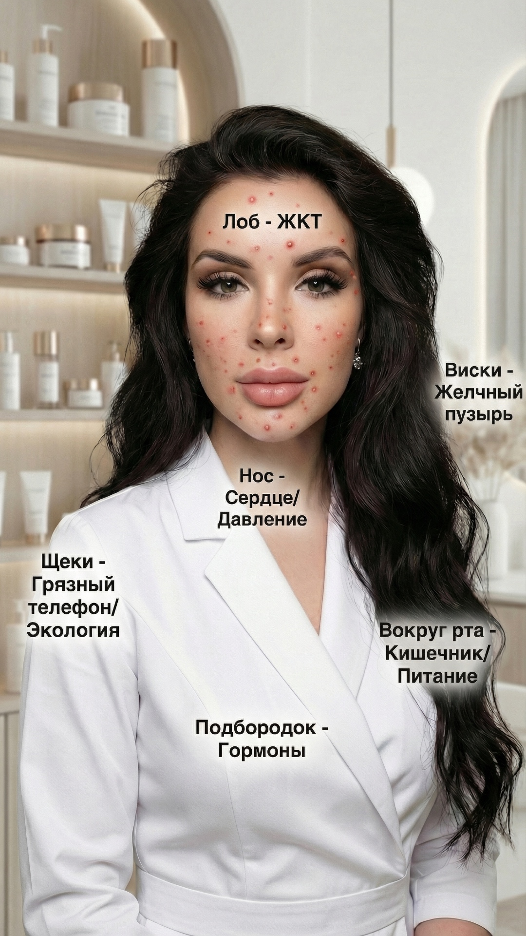 сделать такую же карту на лице девушки с фото на русском языке максимально естественно . черты ли...