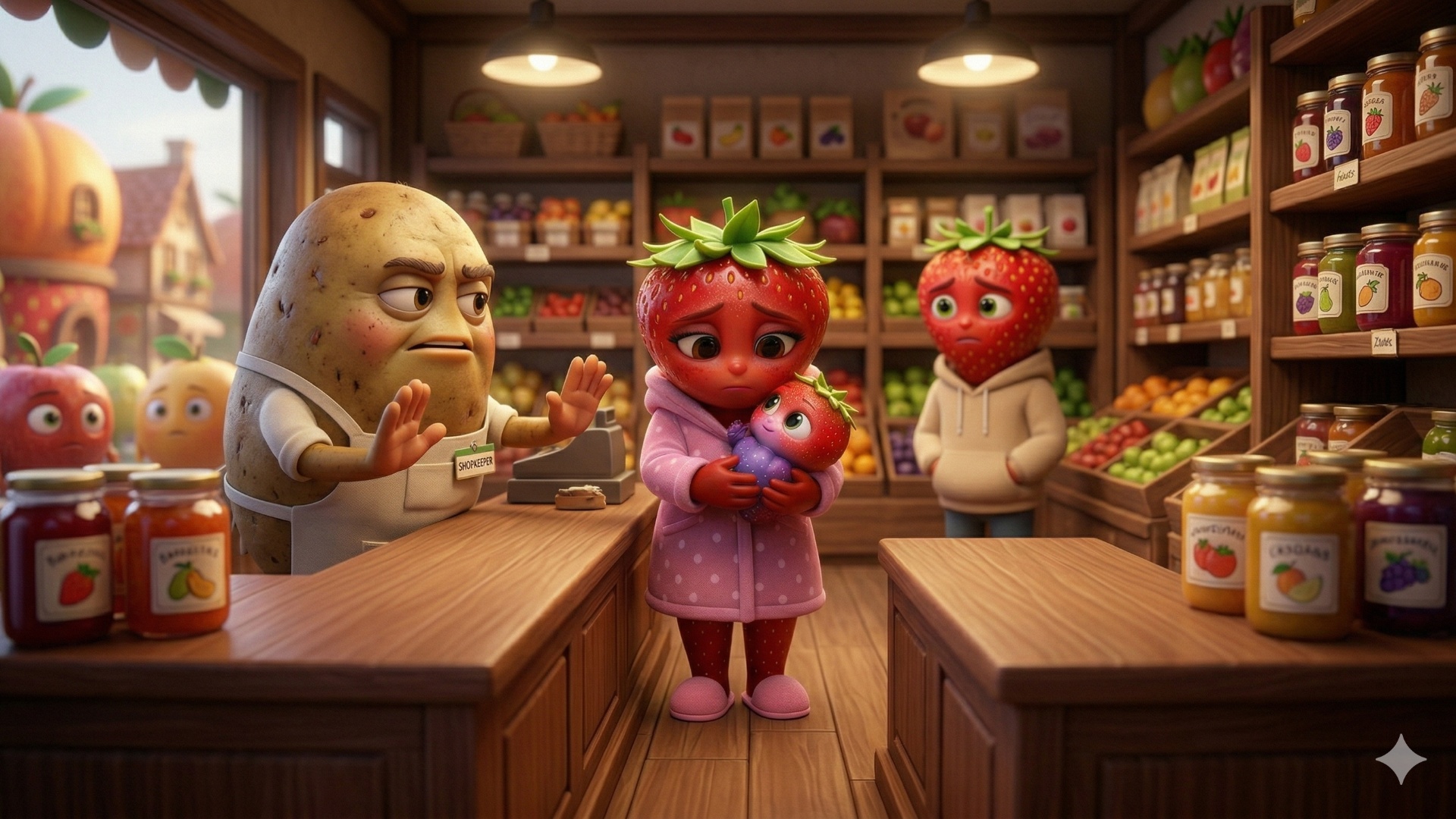 Style: semi-realistic 3D animated film, Pixar-quality, cinematic lighting, soft global illuminati...