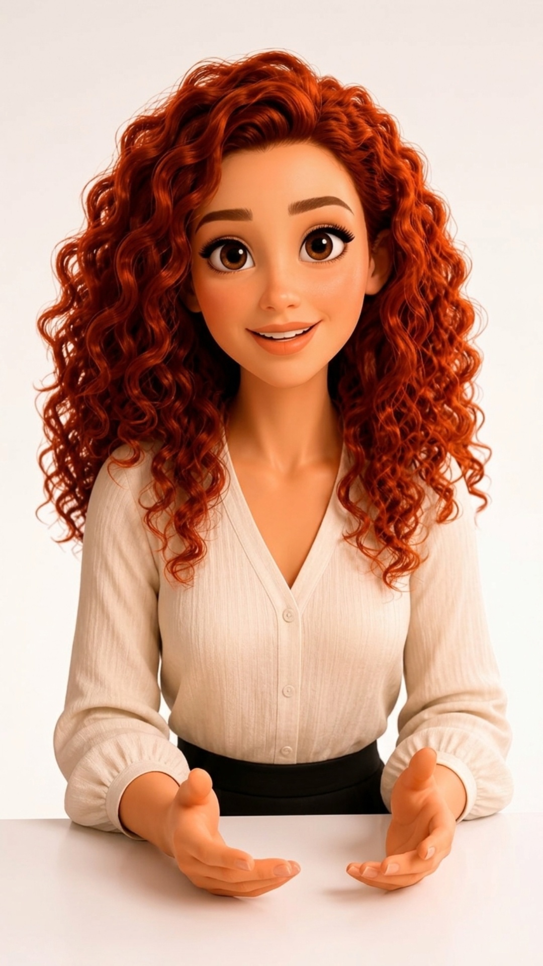 Art style: 3D Pixar.

Вертикальное видео 9:16 для Instagram Reels.

Молодая женщина-логопед сидит...