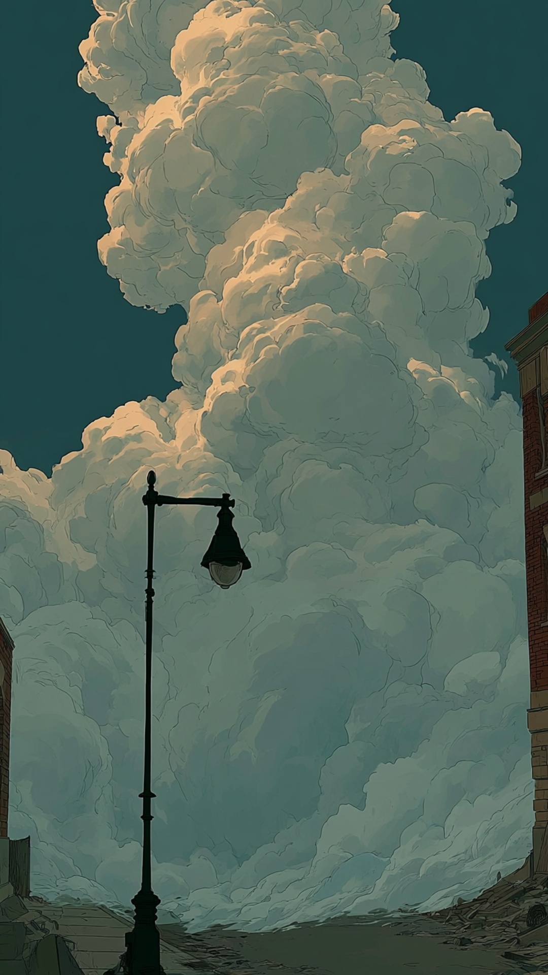 Smoke is animated, particles floating, camera moves forward.