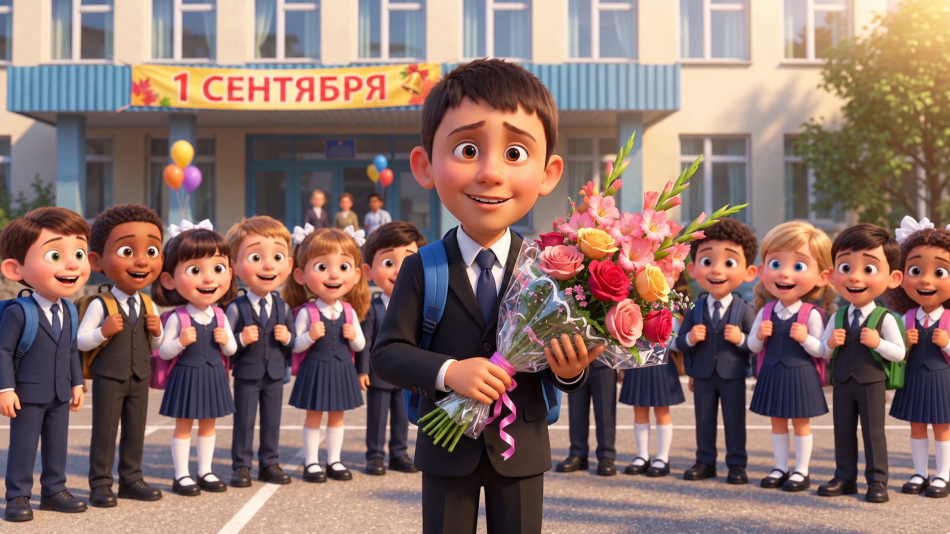 атмосфера первого сентября. камера не приближает.