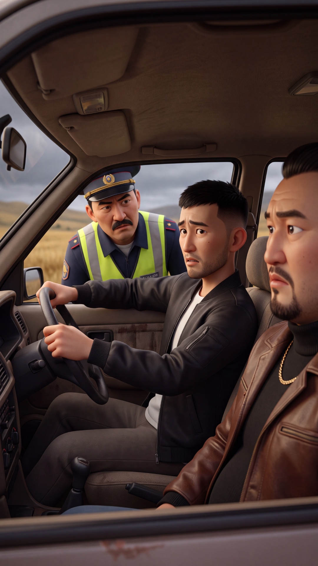 "ONLY the police officer speaks in this entire clip. The car is PARKED, completely STATIONARY on ...